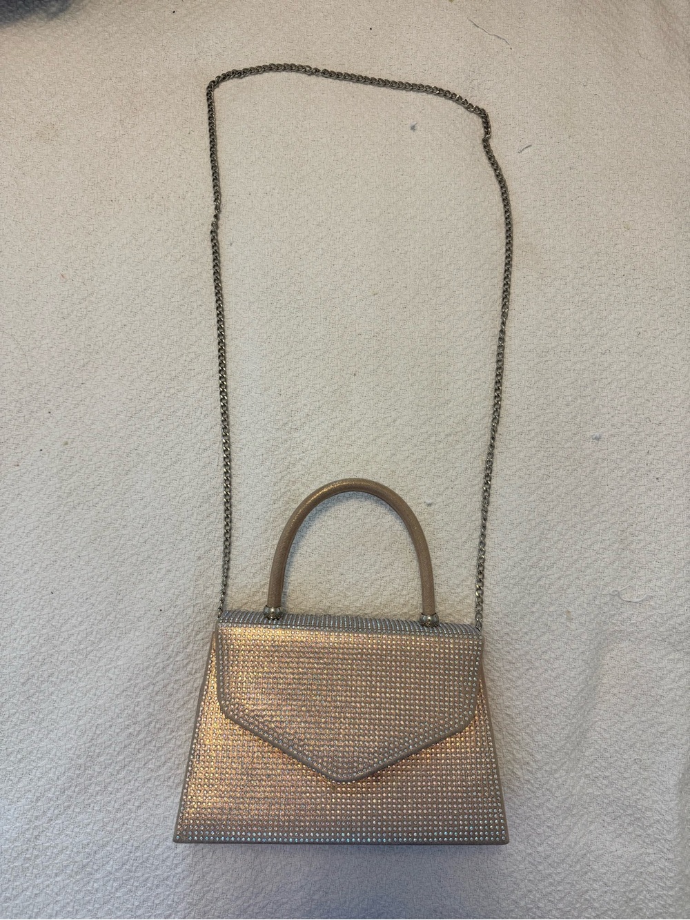 Mini Metallic Champagne Top-Handle Crossbody Bag